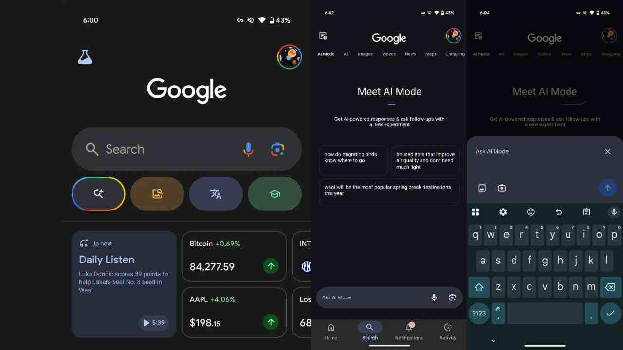 google yapay zeka modu arama çubuğu