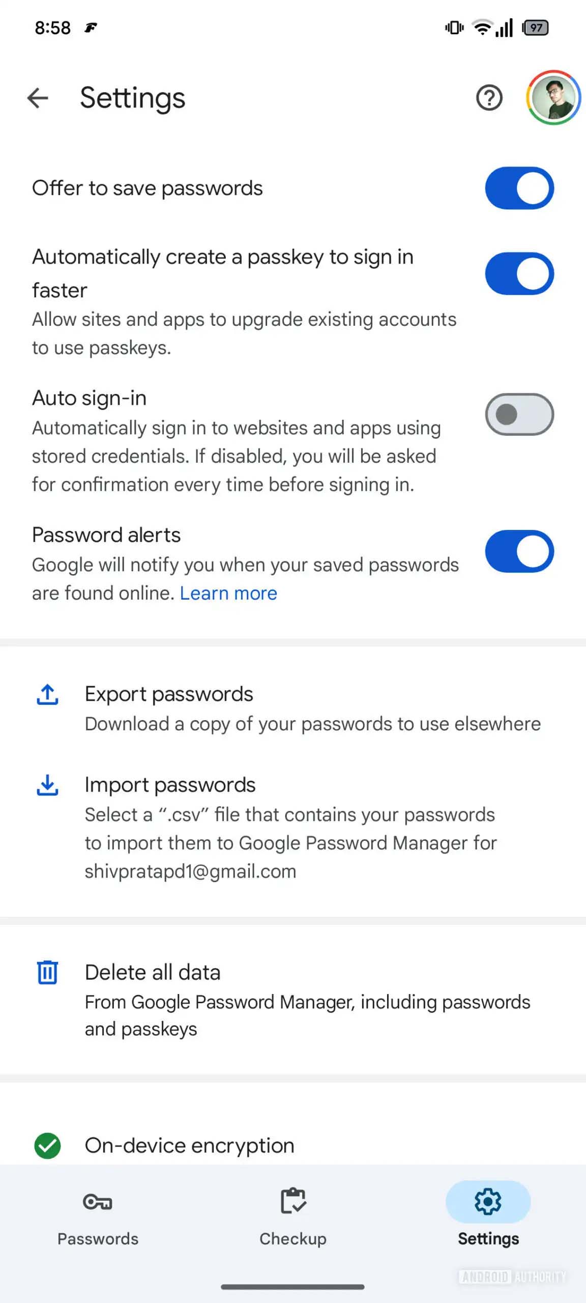 Google otomatik parola