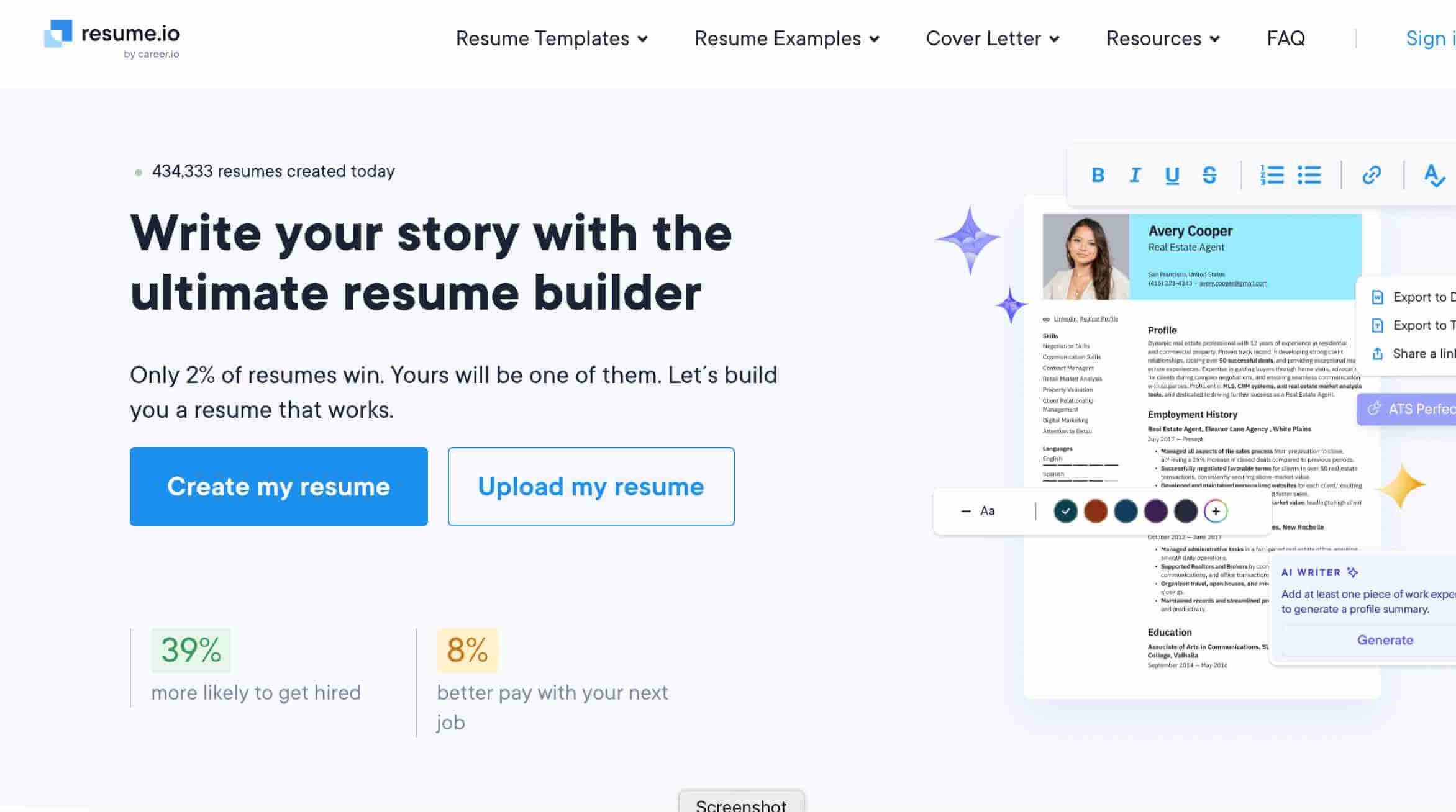 resume io yapay zeka cv oluşturma