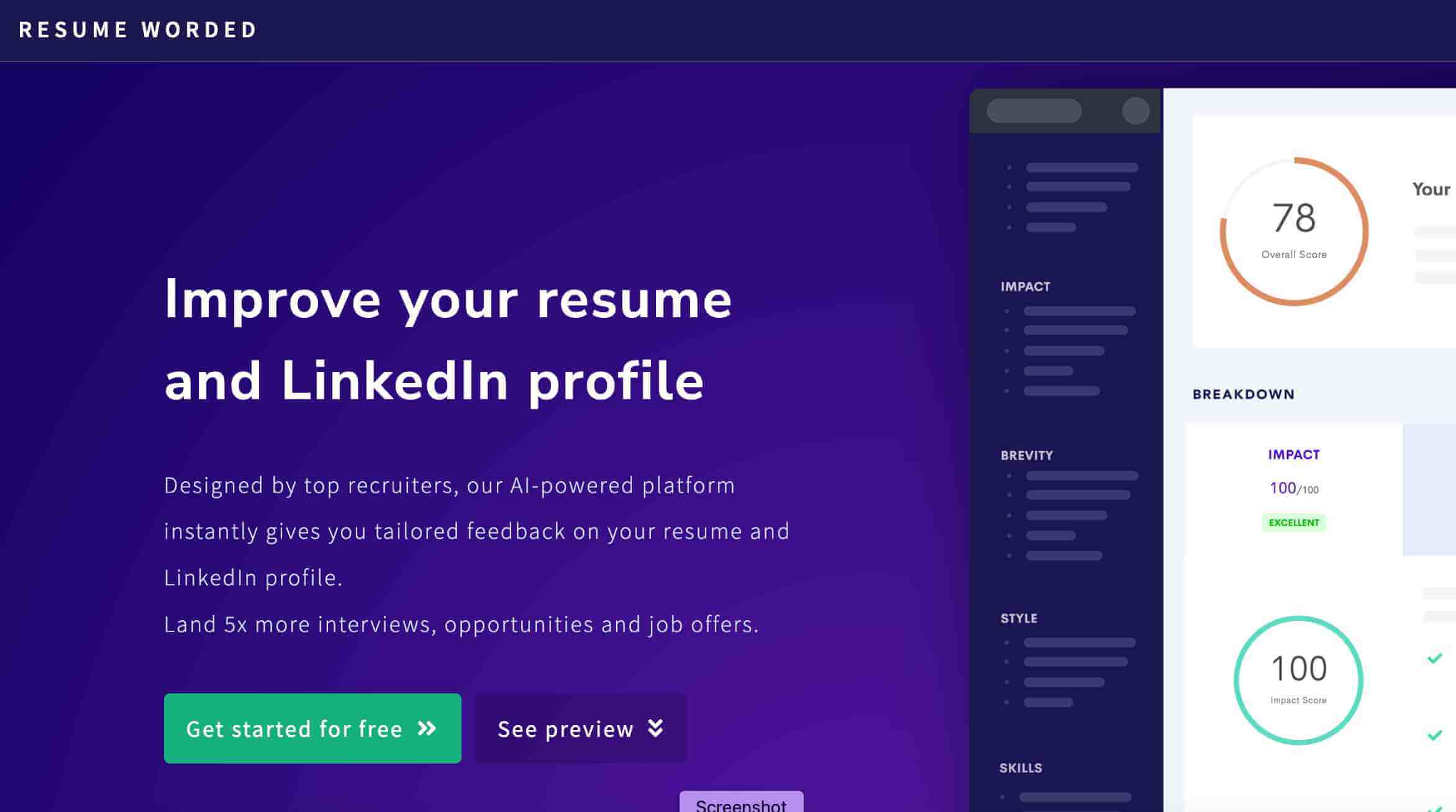 resume worded cv oluşturma aracı